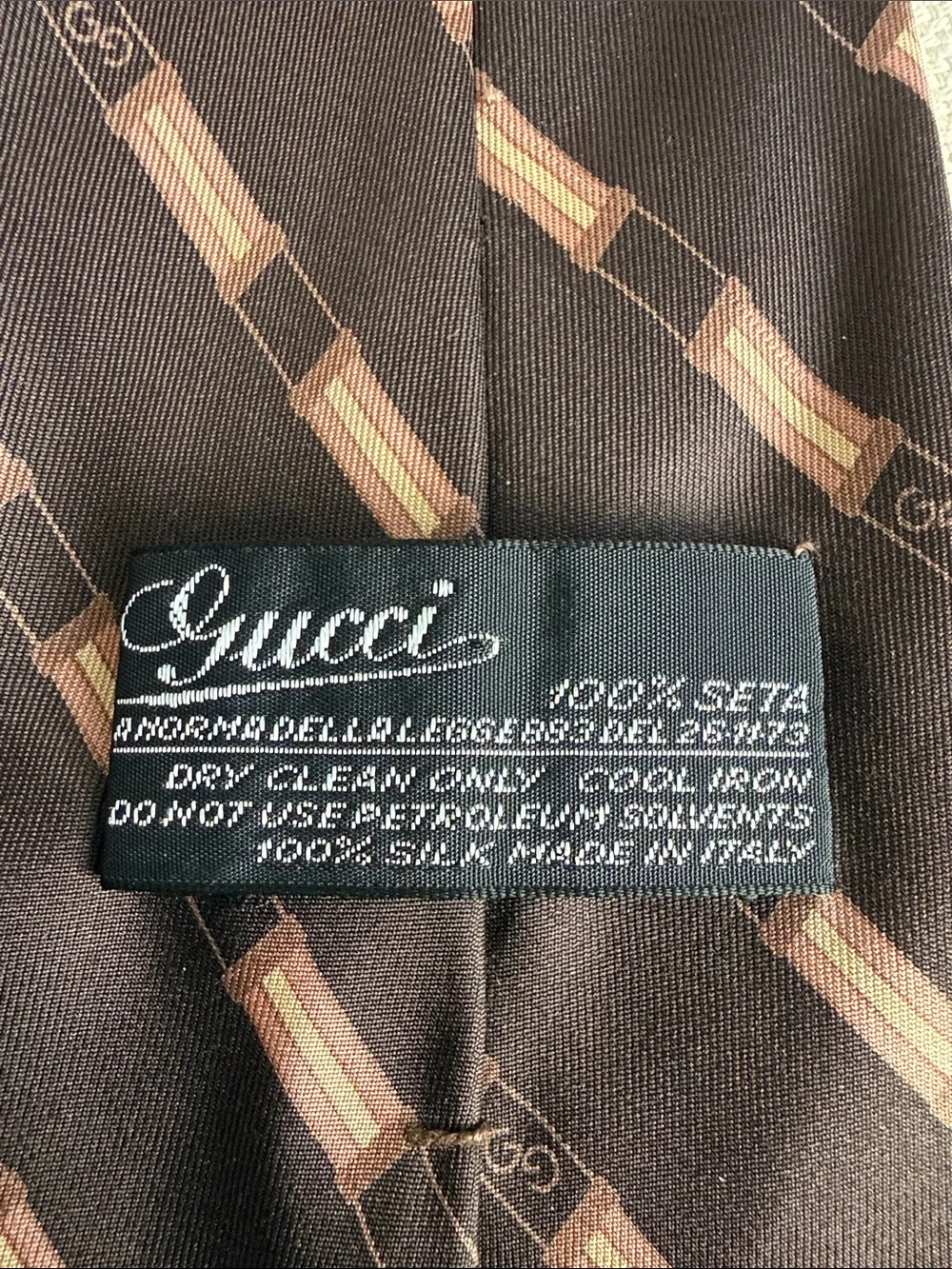 Vintage Gucci - 100% Silk classic Brown Men’s Tie - Brown